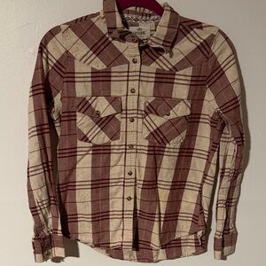 Shyanne Red and Cream Plaid snap Button Down Shirt heavy flannel